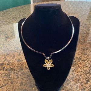 Crystal Flower Bangle Necklace